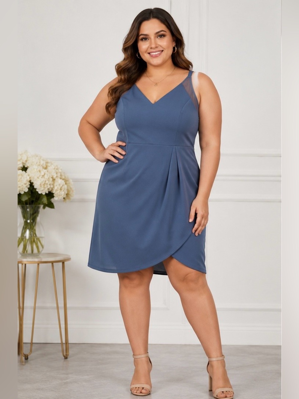 Manydress Women's Blue Sleeveless Tulip Hem
Cocktail Dress Size Large NWT